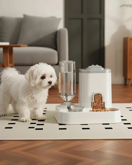 Automatyczny dozownik wody dla psa z wbudowanym pojemnikiem na karmę