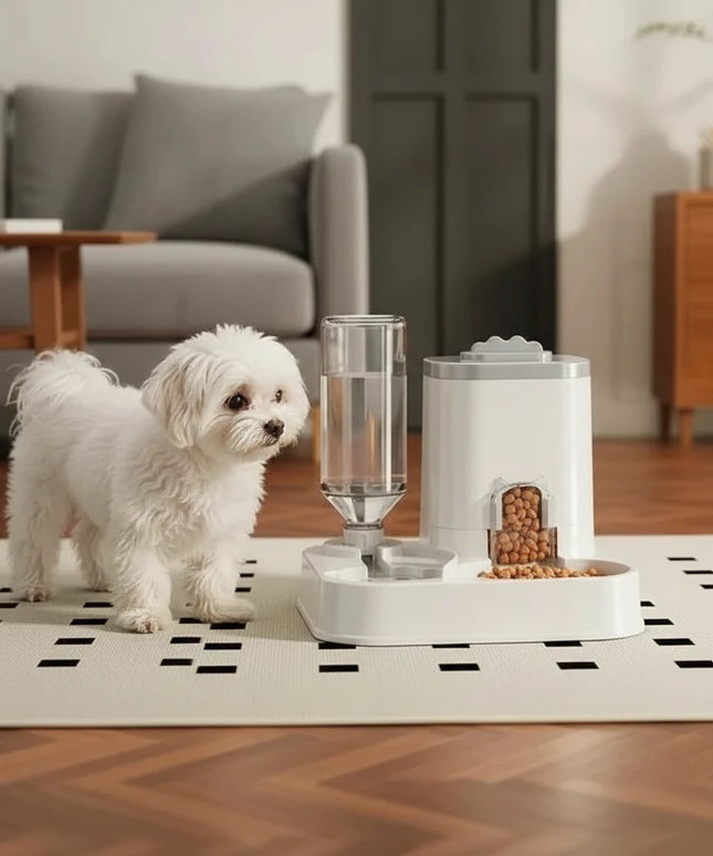 Automatyczny dozownik wody dla psa z wbudowanym pojemnikiem na karmę