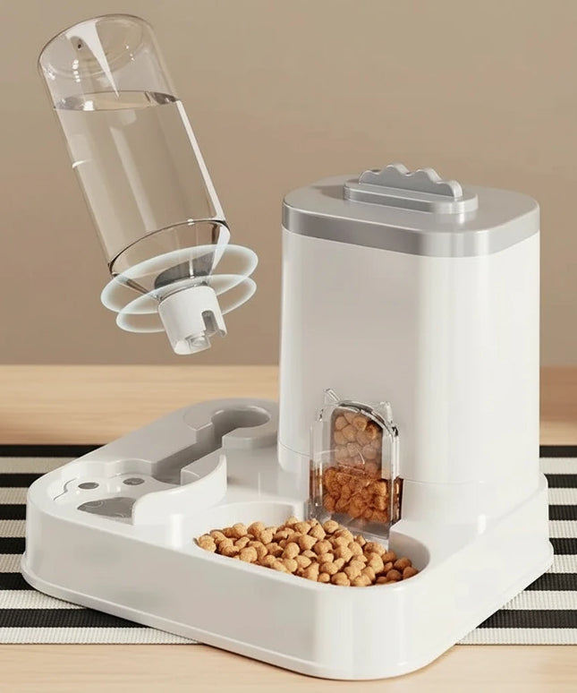 Automatyczny dozownik wody dla psa z wbudowanym pojemnikiem na karmę