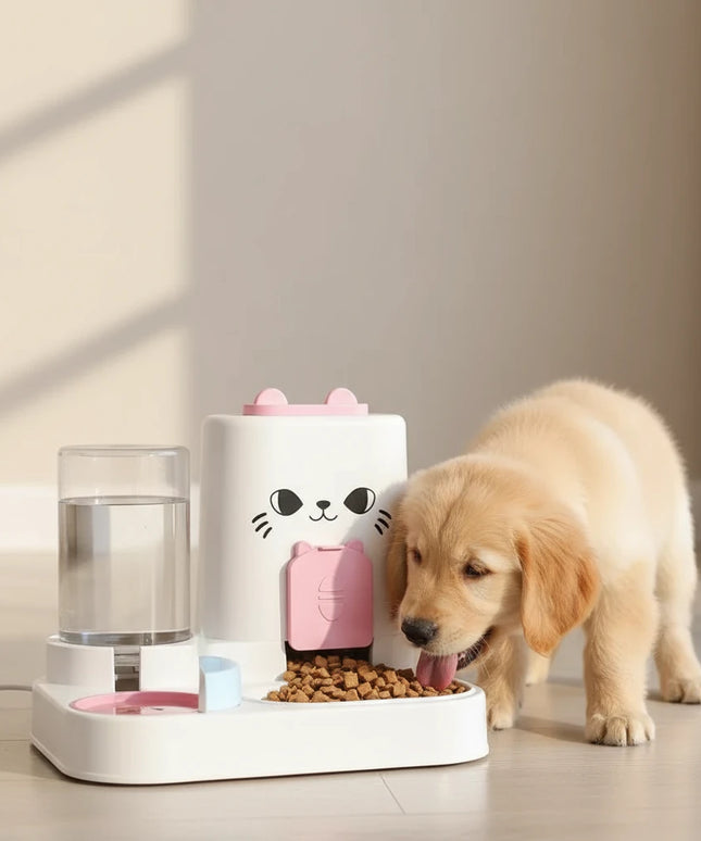 Automatyczny podajnik karmy i wody dla psa w kształcie kotka
