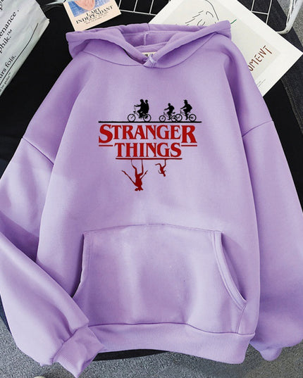 Stranger things print pullover bluza z kapturem fleece kurtka bluza z kapturem
