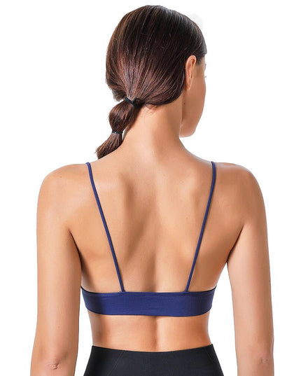 Sportowy biustonosz na cienkich ramiączkach z dekoltem w kształcie litery V