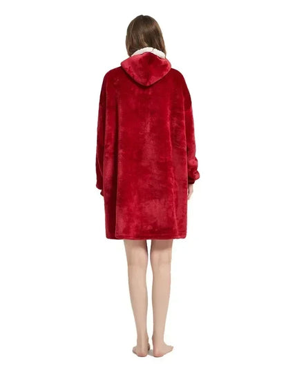 Ciepła kocobluza oversize 2w1 z białymi wstawkami