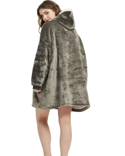 Ciepła kocobluza oversize 2w1 z białymi wstawkami