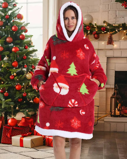 Ciepła kocobluza z motywem świątecznym