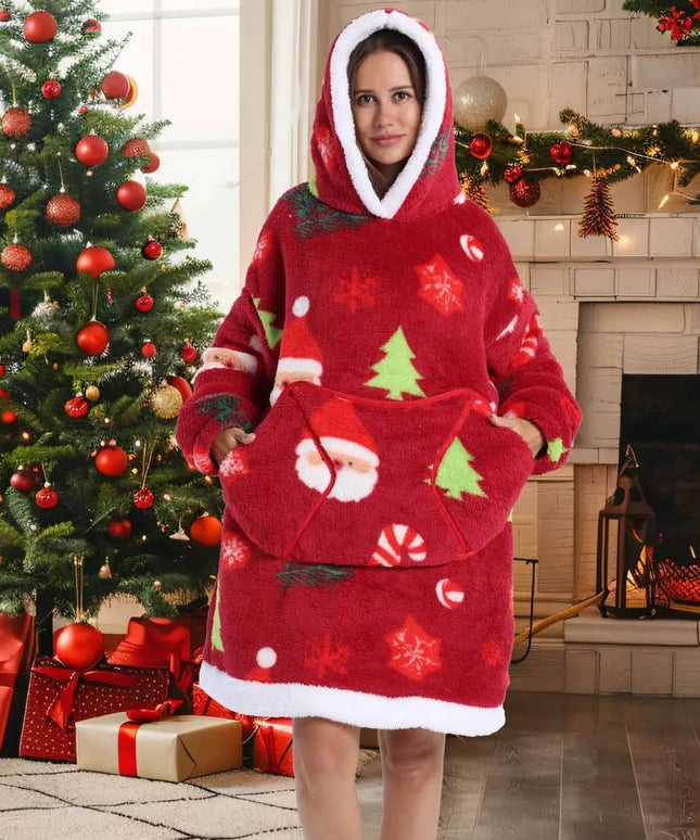 Ciepła kocobluza z motywem świątecznym