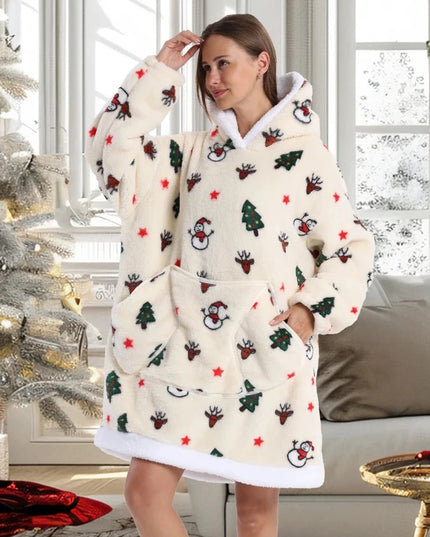 Ciepła kocobluza z motywem świątecznym