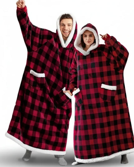 Długa kocobluza damsko-męska w kratkę