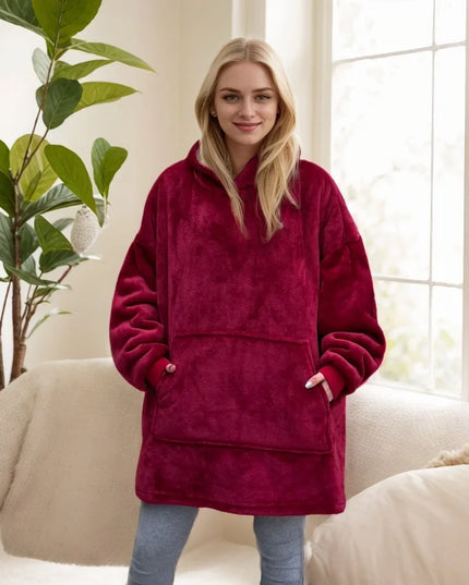 Damska, ciepła kocobluza z polarem i kapturem