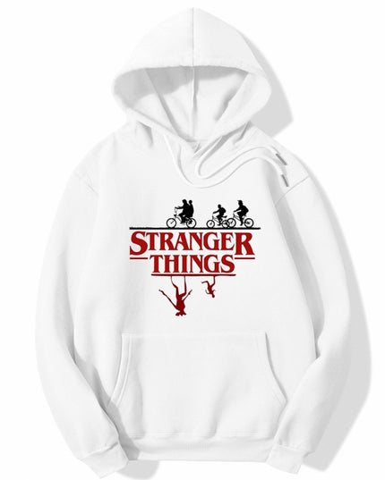 Stranger things print pullover bluza z kapturem fleece kurtka bluza z kapturem