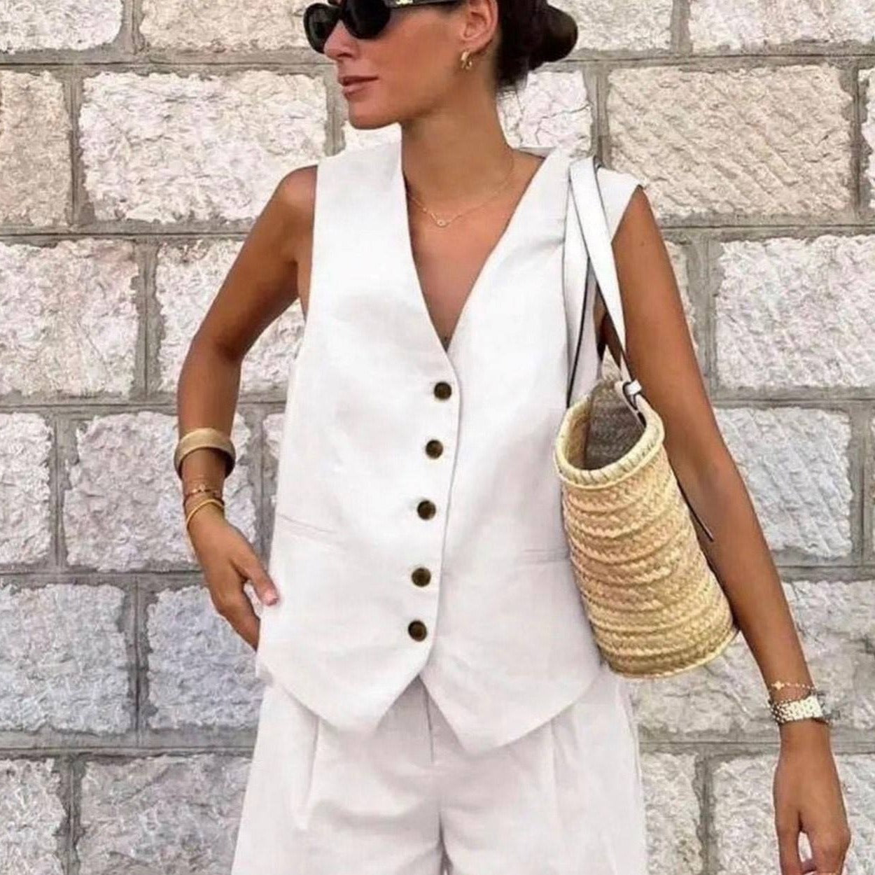 Kamizelka damska elegancka z guzikami