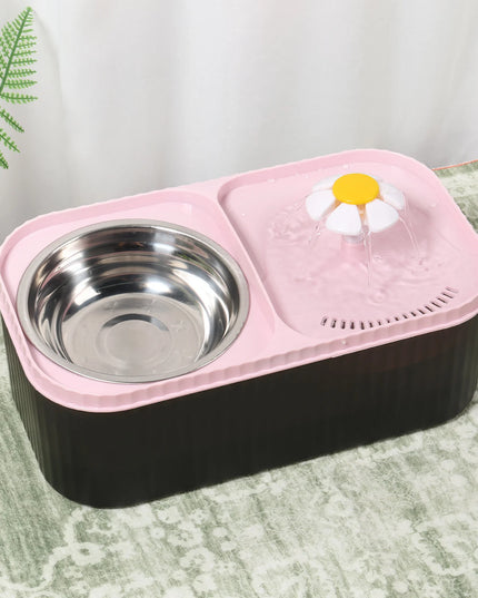 Fontanna dla psa z motywem stokrotki i miska na karmę 2 w 1