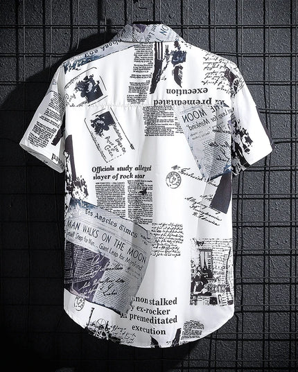 Męska koszula z krótkim rękawem we wzory