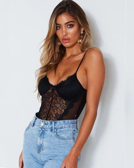 Body damskie koronkowe na cienkich ramiączkach