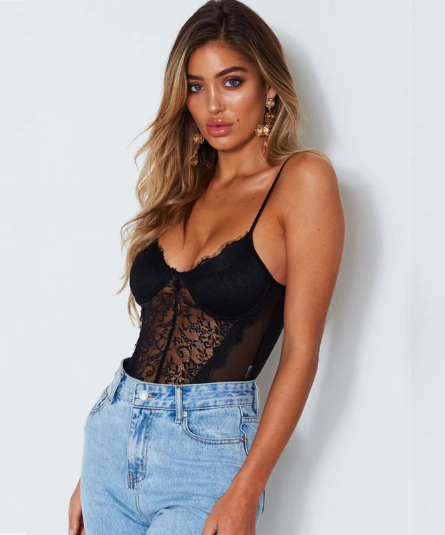 Body damskie koronkowe na cienkich ramiączkach