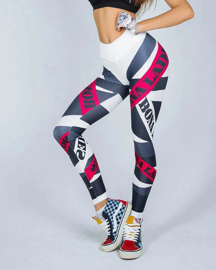 Sportowe legginsy damskie bezszwowe w kolorowy wzór