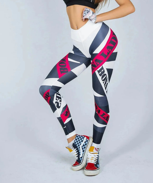 Sportowe legginsy damskie bezszwowe w kolorowy wzór