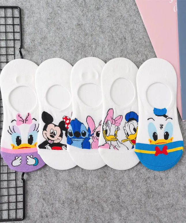 Skarpetki damskie stopki z motywem z bajek 5 par