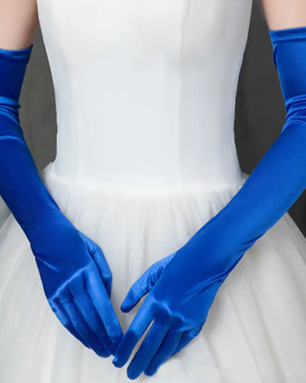 Rękawiczki damskie długie w jednolitym kolorze