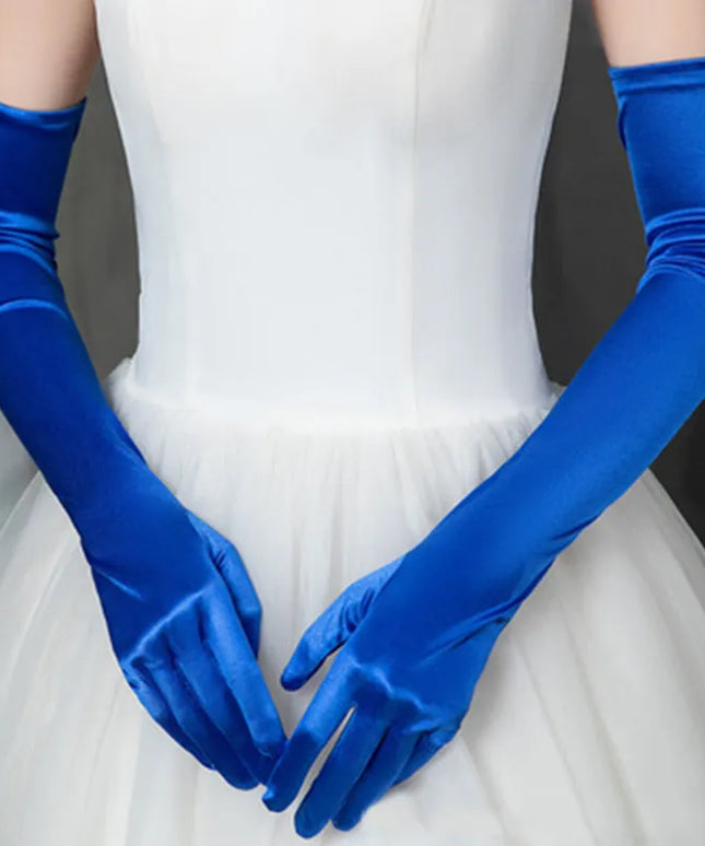 Rękawiczki damskie długie w jednolitym kolorze