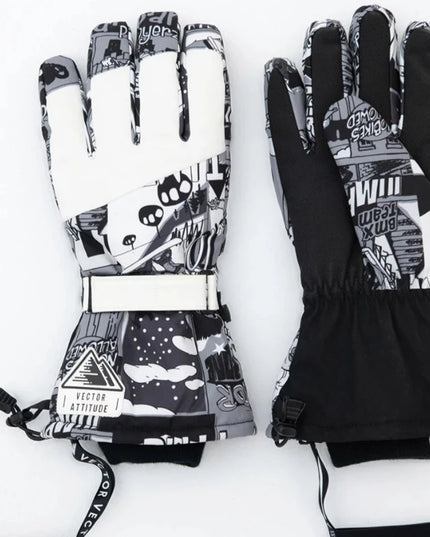 Rękawiczki unisex narciarskie w kolorowe wzory