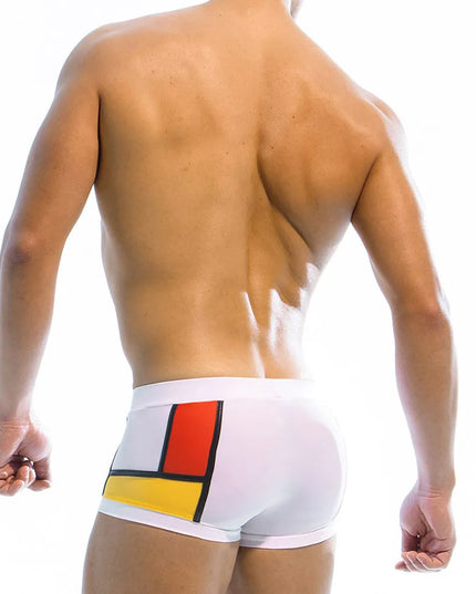 Męskie bokserki kąpielowe z kolorową ozdobą na nogawce