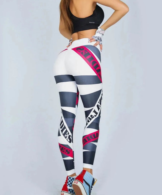 Sportowe legginsy damskie bezszwowe w kolorowy wzór