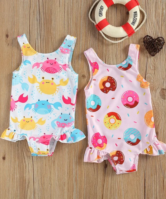 Jednoczęściowy strój kąpielowy dla niemowląt w kolorowe wzory