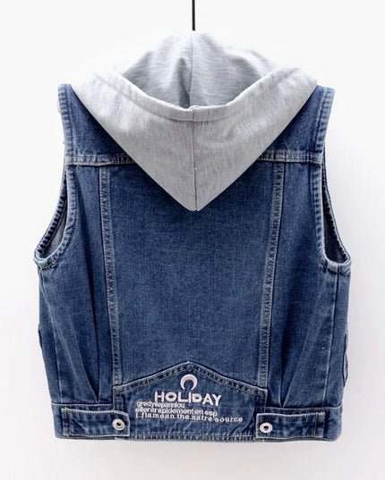 Kamizelka damska jeansowa z kapturem