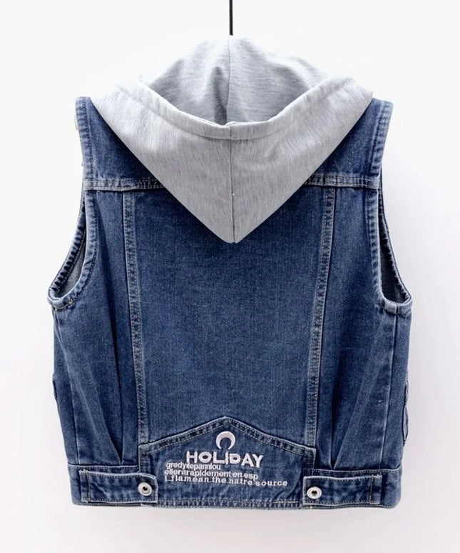 Kamizelka damska jeansowa z kapturem