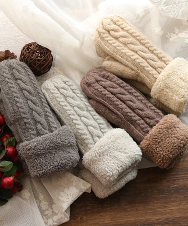 Rękawiczki damskie dwupalczaste dzianinowe