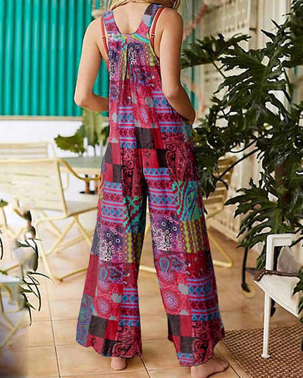 Damski kombinezon długi w kolorowe wzory