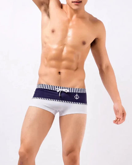 Męskie bokserki kąpielowe w marynarskim stylu