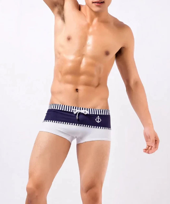Męskie bokserki kąpielowe w marynarskim stylu