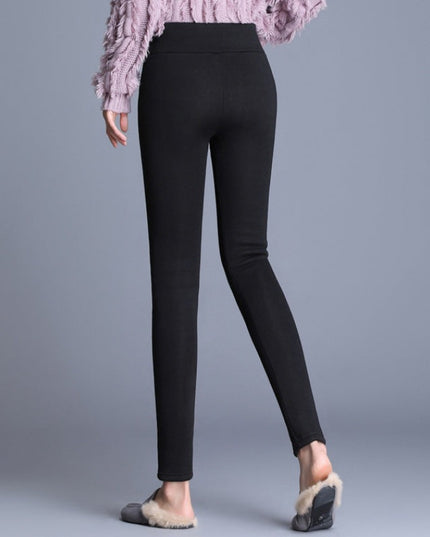 Damskie zimowe legginsy ocieplane z naszywką