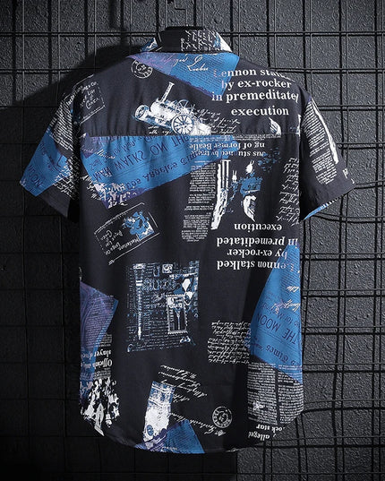 Męska koszula z krótkim rękawem we wzory