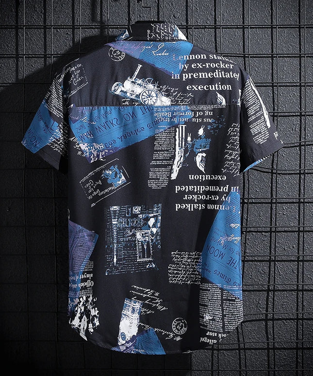 Męska koszula z krótkim rękawem we wzory