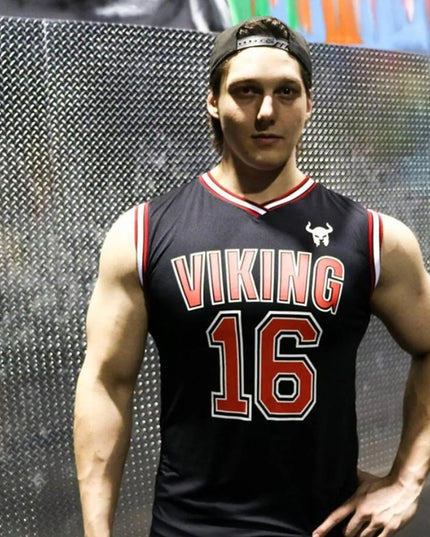 Sportowa koszulka męska z napisem bez rękawów