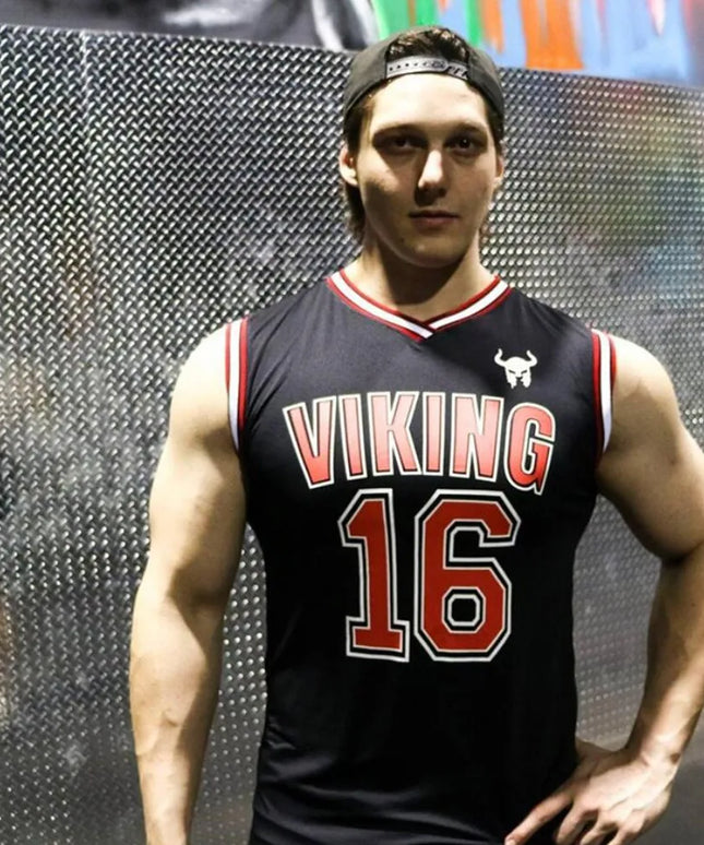 Sportowa koszulka męska z napisem bez rękawów