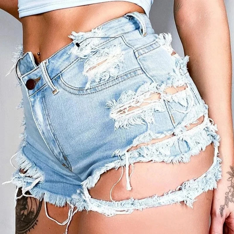 Damskie szorty jeansowe z przetarciami
