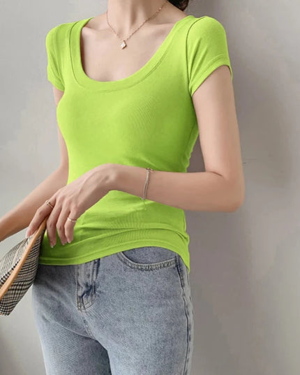 Damski T-shirt dopasowany z bawełny