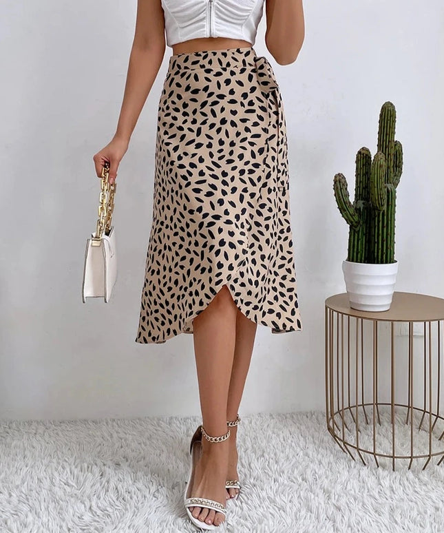 Spódnica midi w stylu boho wiązana w pasie