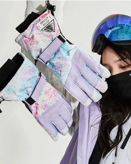 Rękawiczki unisex narciarskie w kolorowe wzory