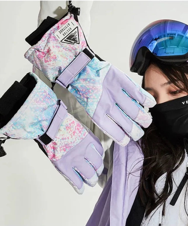 Rękawiczki unisex narciarskie w kolorowe wzory