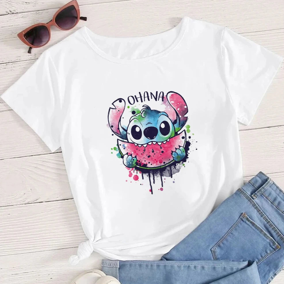 Damski T-shirt z motywem tęczowego Stitcha