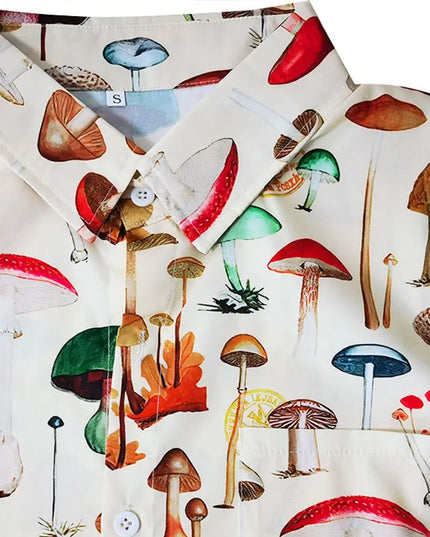 Męska koszula z krótkim rękawem i motywem grzybów