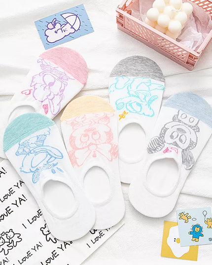 Skarpetki damskie stopki z motywem z bajek 5 par