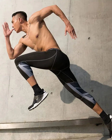 Sportowe legginsy męskie kompresujące o długości 3/4
