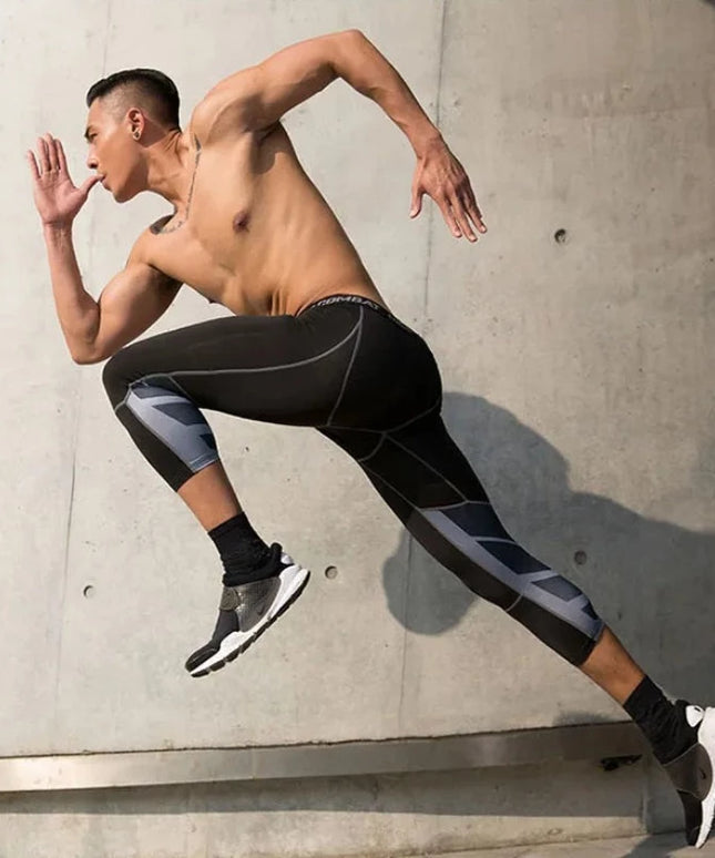 Sportowe legginsy męskie kompresujące o długości 3/4