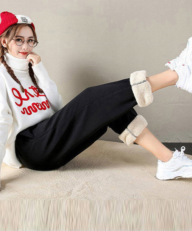 Damskie spodnie zimowe ocieplane miękkie dresy